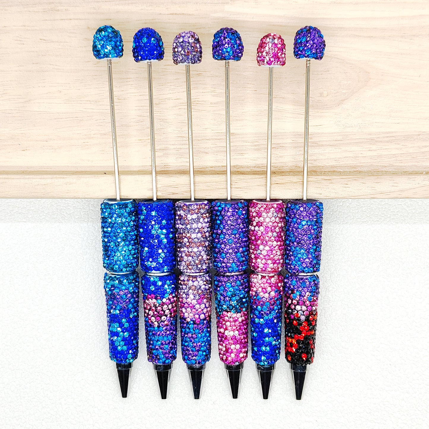 6Pcs/Set Gradient Rhinestone Beadable Pens Bar Blank DIY