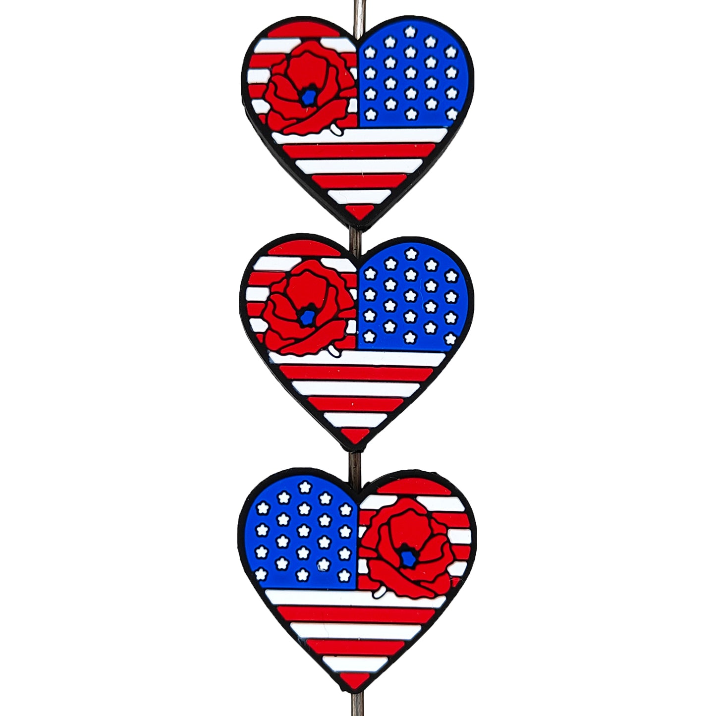 American Flag Heart with Rose Focal