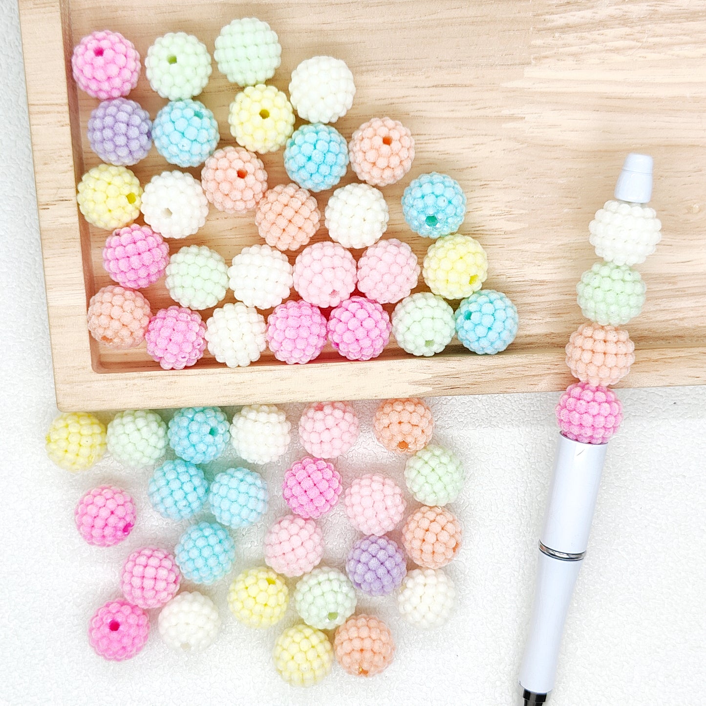 15mm Flocked Bayberry Acrylic Beads
