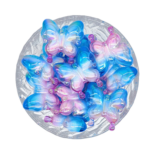 UV Gradient Butterfly Acrylic Focal Bubblegum Beads