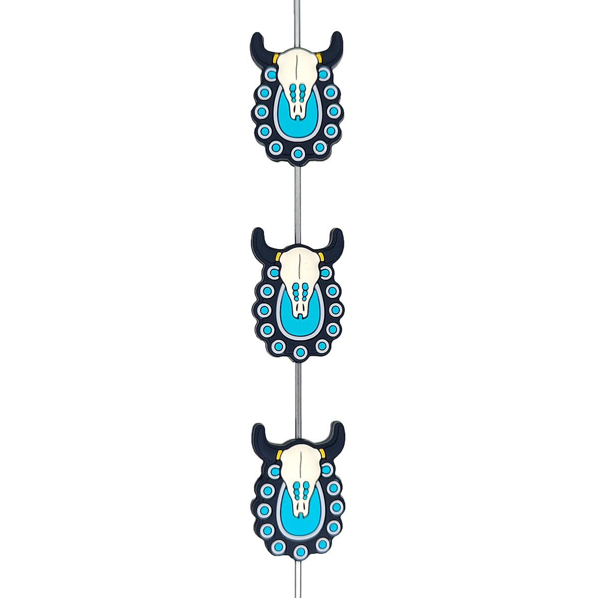 Western Bull Skull With Gemstone Focal