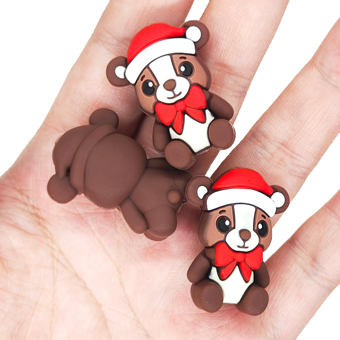 3D Bear with Christmas Hat Focal