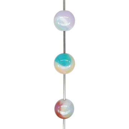 16mm Round Iridescent Marble Bubblegum Acrylic Beads