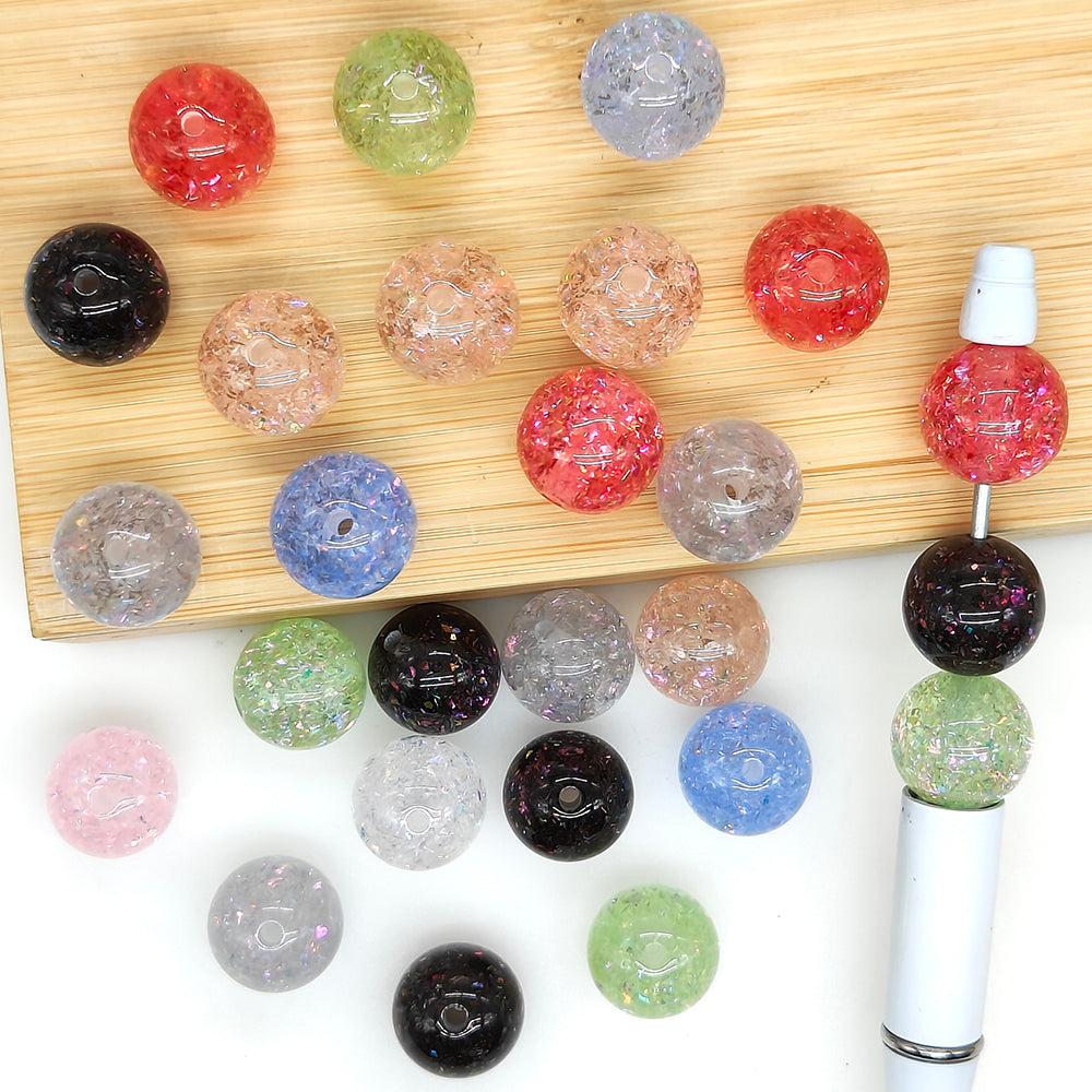 16mm Sparkle Glitter Acrylic Beads