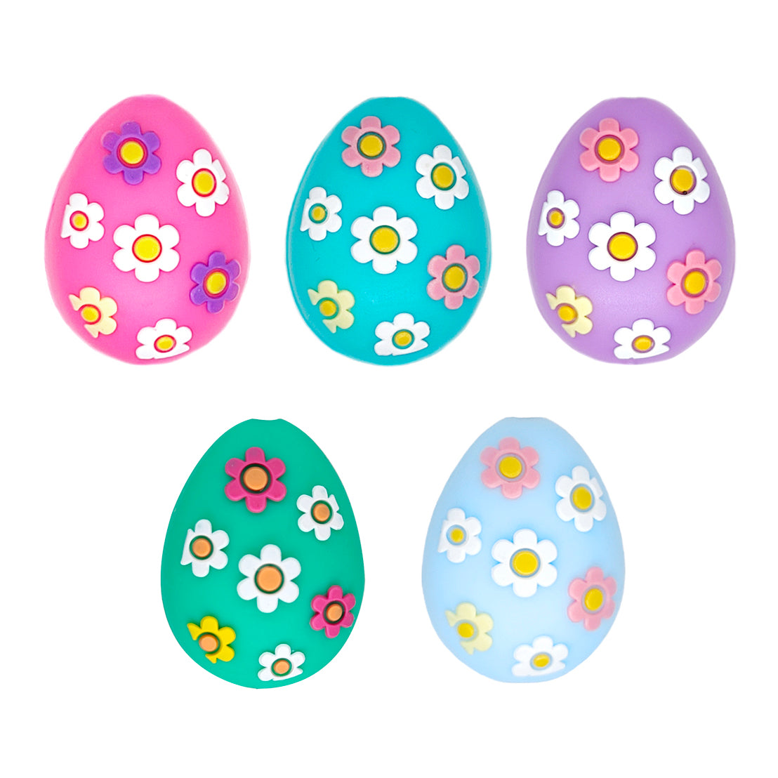 3D Easter Colorful Flower Eggs Silicone Focal Beads