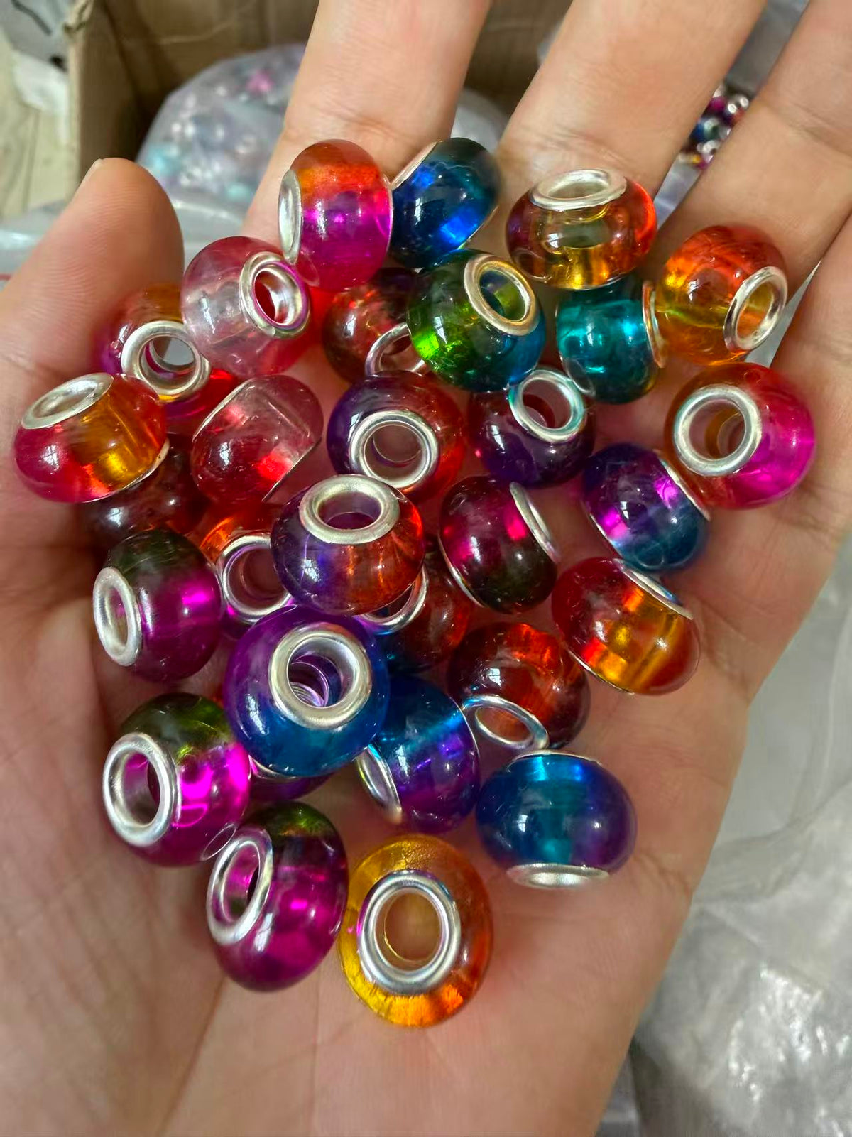 13.5mm Colorful Large Hole Spacer Beads ,Europe Charm Beads,Resin Beads