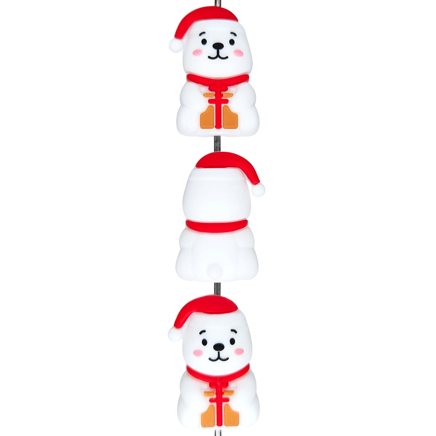 3D White Bear Wearing Santa Hat Focal