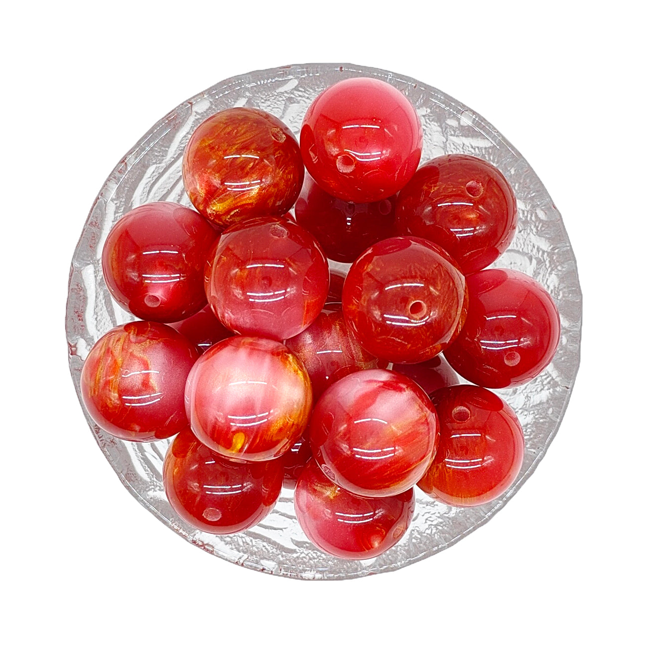 20mm Red Pearlescent Chunky Bubblegum Acrylic Beads