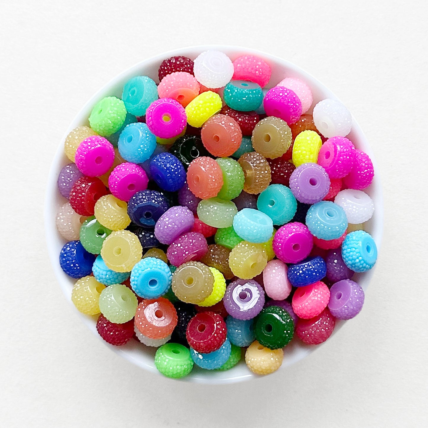50Pcs/Lot 12*7mm Fluorescence Spacer Beads,Rhinestone Effect Resin Beads