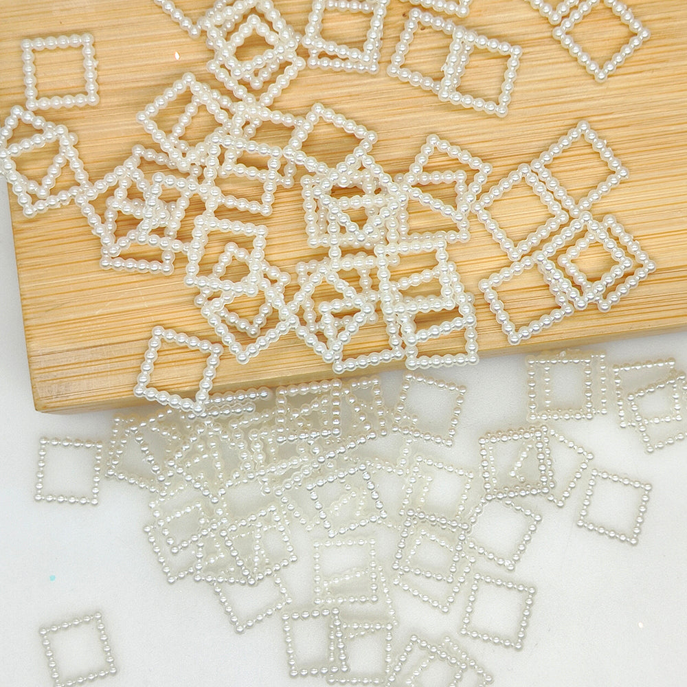 100Pcs 12mm Square Faux Pearl Acrylic Spacers