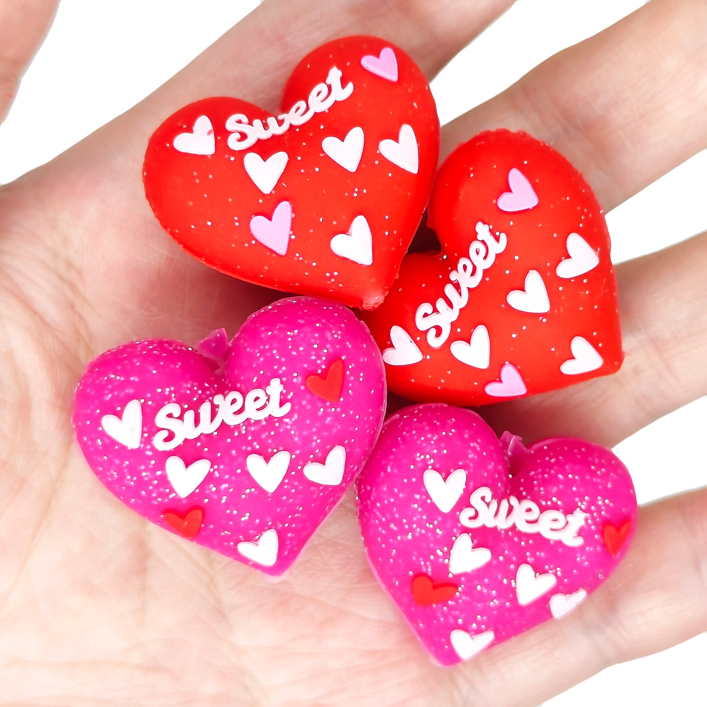 3D Valentines Sweet Heart Glittery Focal