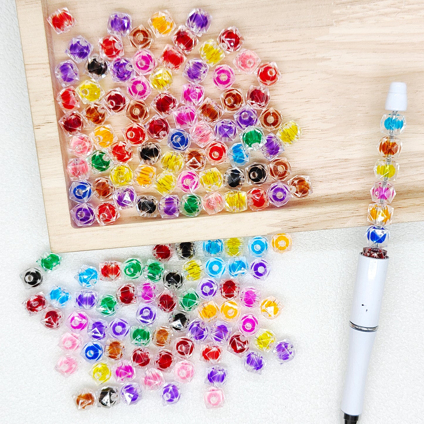 10mm Faceted Polygon Acrylic Spacer Beads