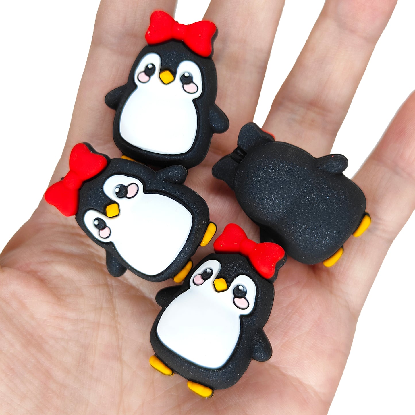 3D Penguin Bowknot Glitter Focal