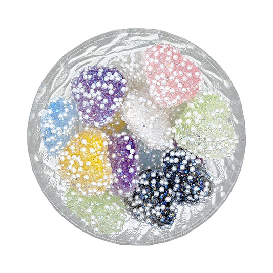 Mix Heart Pearl Rhinestone Sugar Bubblegum Acrylic Beads