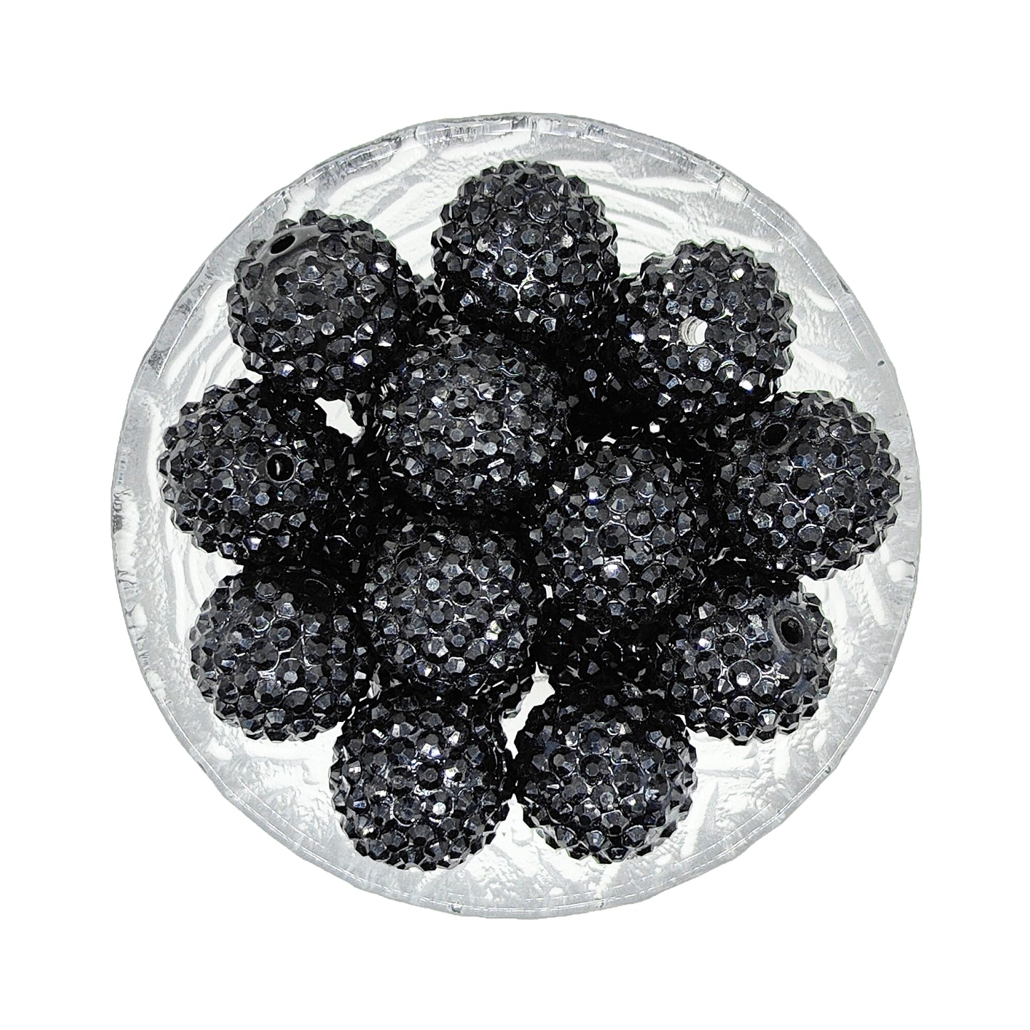 20mm Black Rhinestone Chunky Acrylic Bubblegum Beads