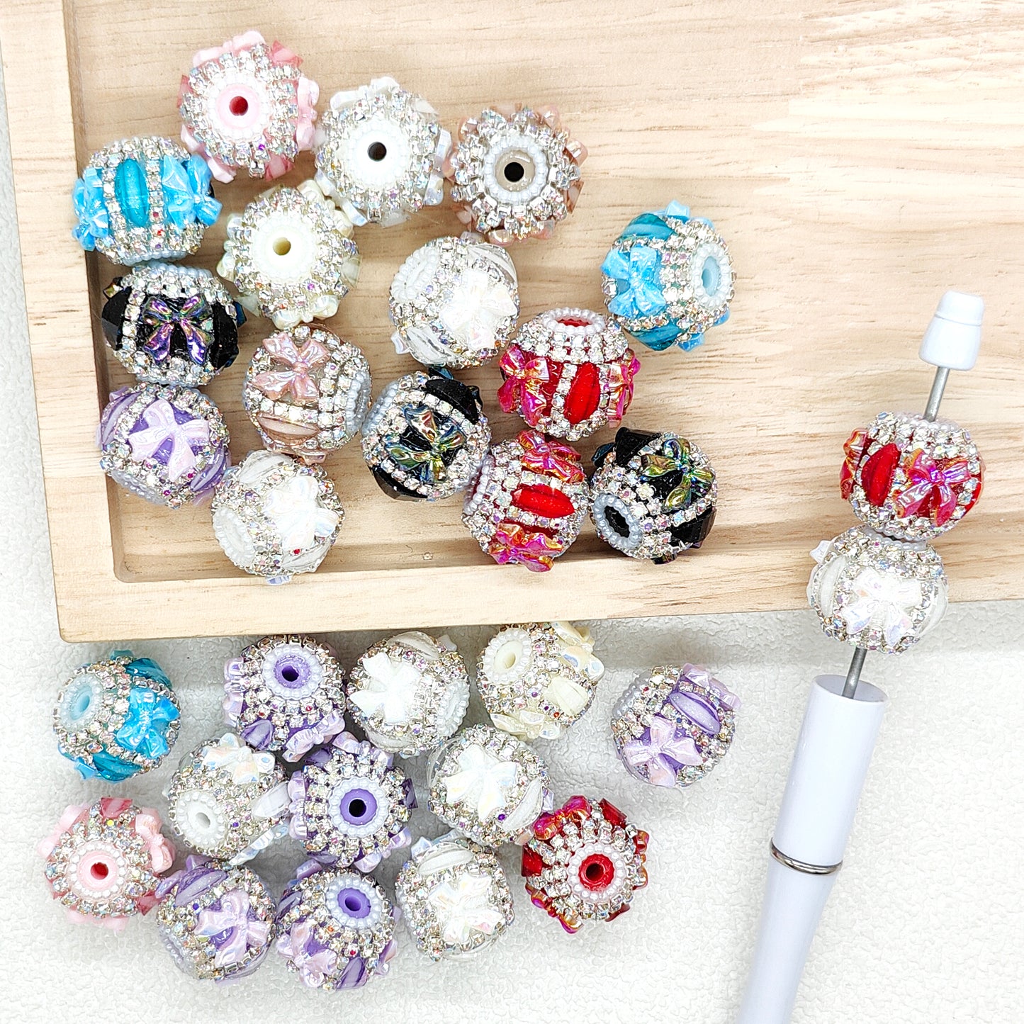 Bling Fancy Gem Rhinestone Bow Acrylic Beads
