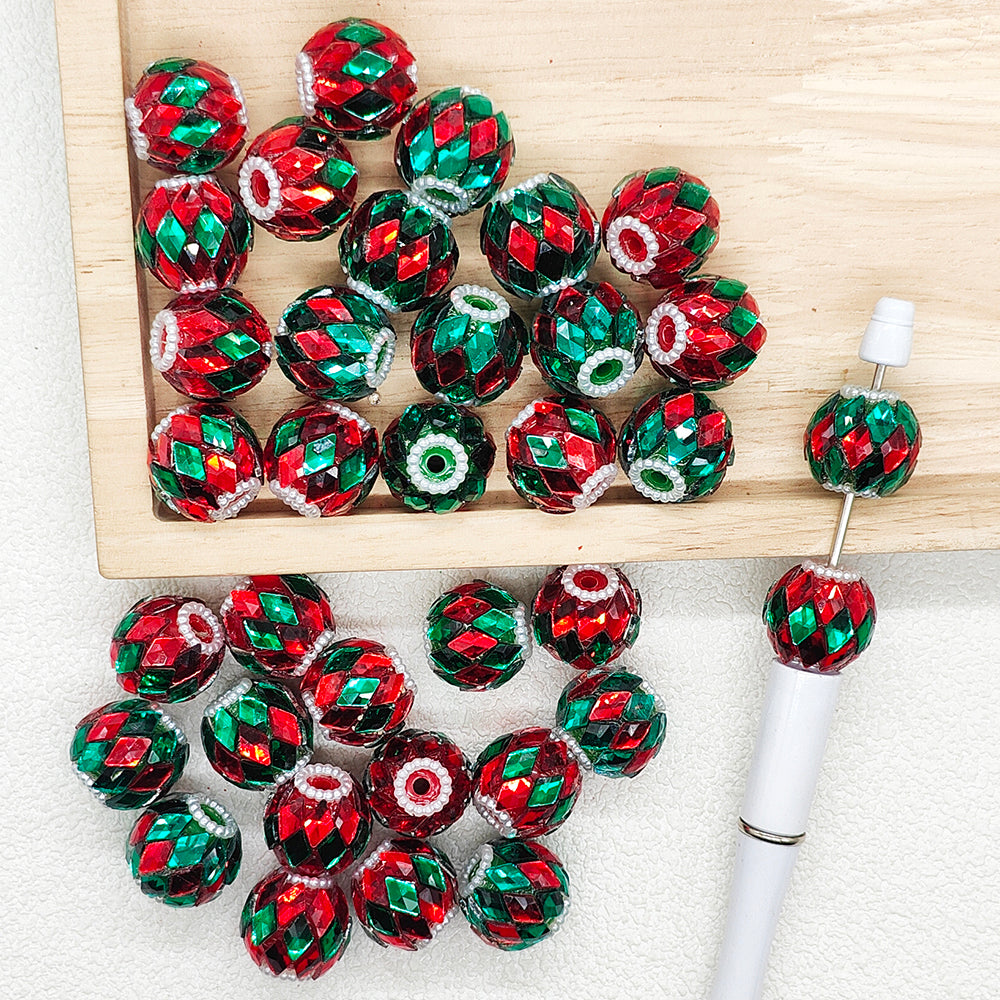 Bling Rhombus Crystal Acrylic Beads,Christmas Beads