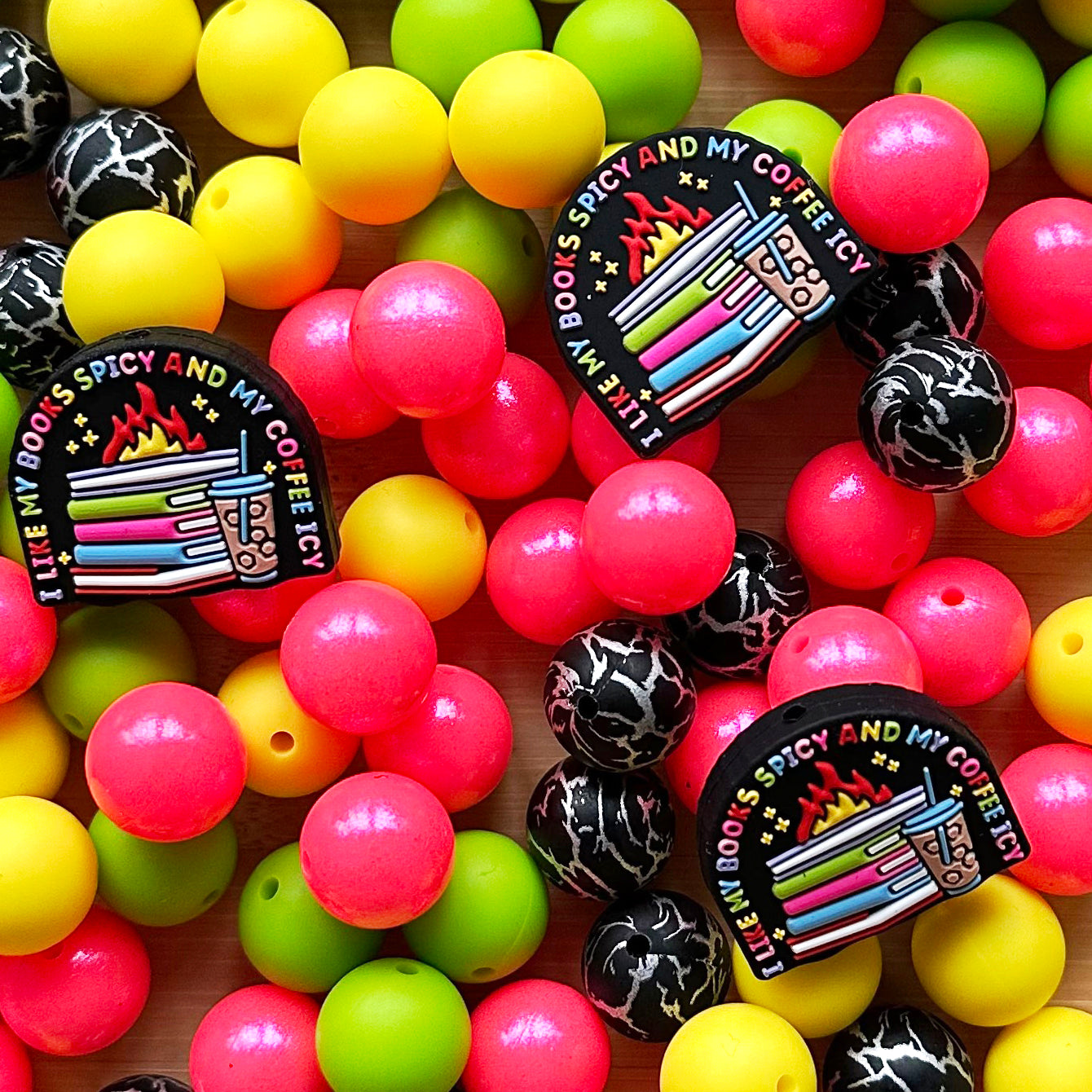 Book And Coffee Assorted Silicone Beads Mix