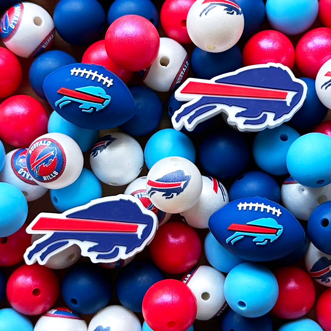 48Pcs Assorted Football Team Beads,Mixed Loose Beads