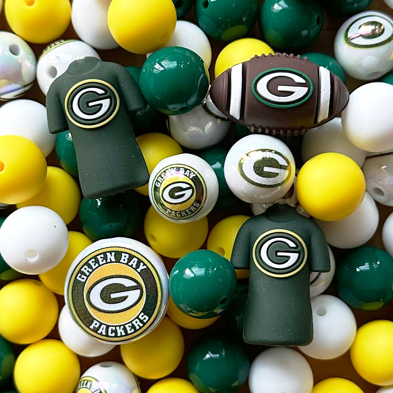 48Pcs Assorted Football Team Beads,Mixed Loose Beads