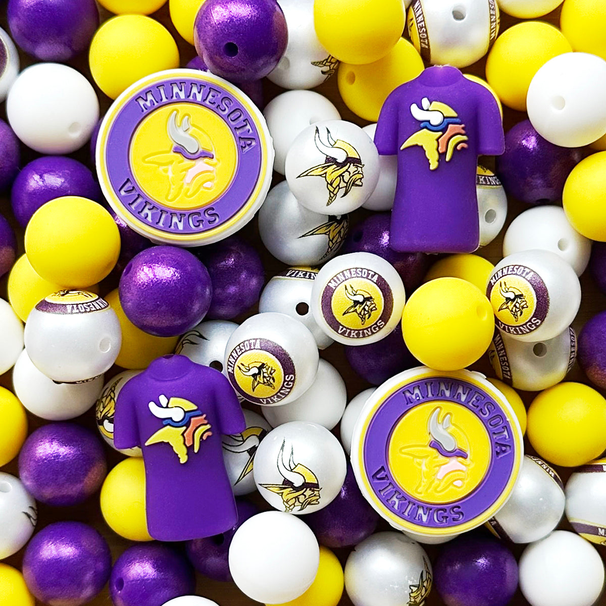 48Pcs Assorted Football Team Beads,Mixed Loose Beads