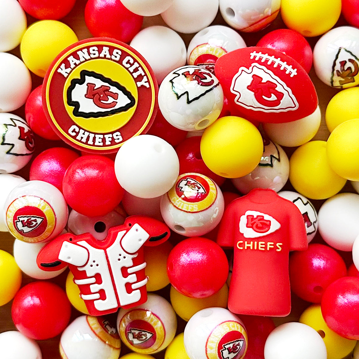 48Pcs Assorted Football Team Beads,Mixed Loose Beads