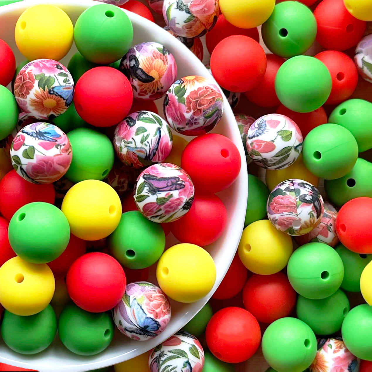 15mm Spring Assorted Loose Silicone Beads Mix