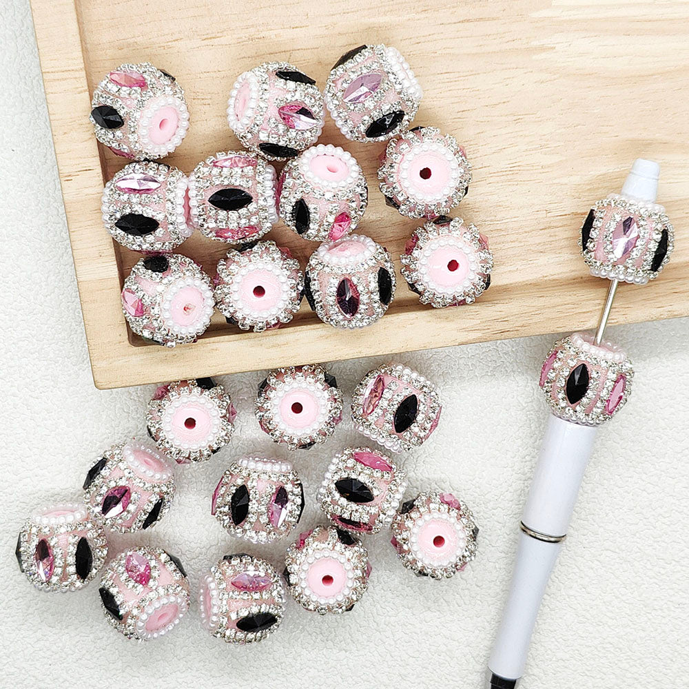 Christmas Rhinestone Pink Acrylic Beads,Gem Crystal Fancy Beads