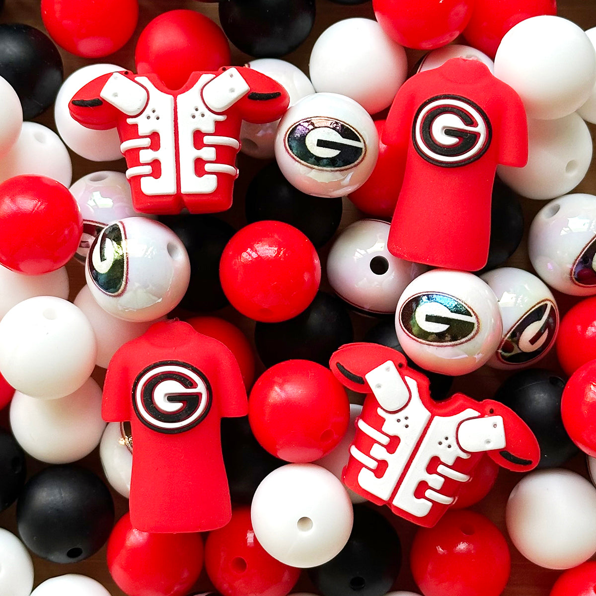 48Pcs Assorted College Football Team Beads,Mixed Loose Beads