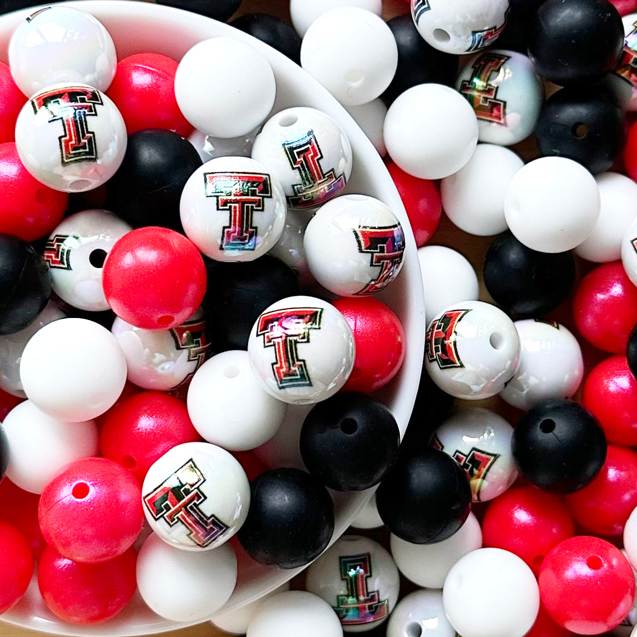 40Pcs College Football Team Assorted Beads,Silicone Bead