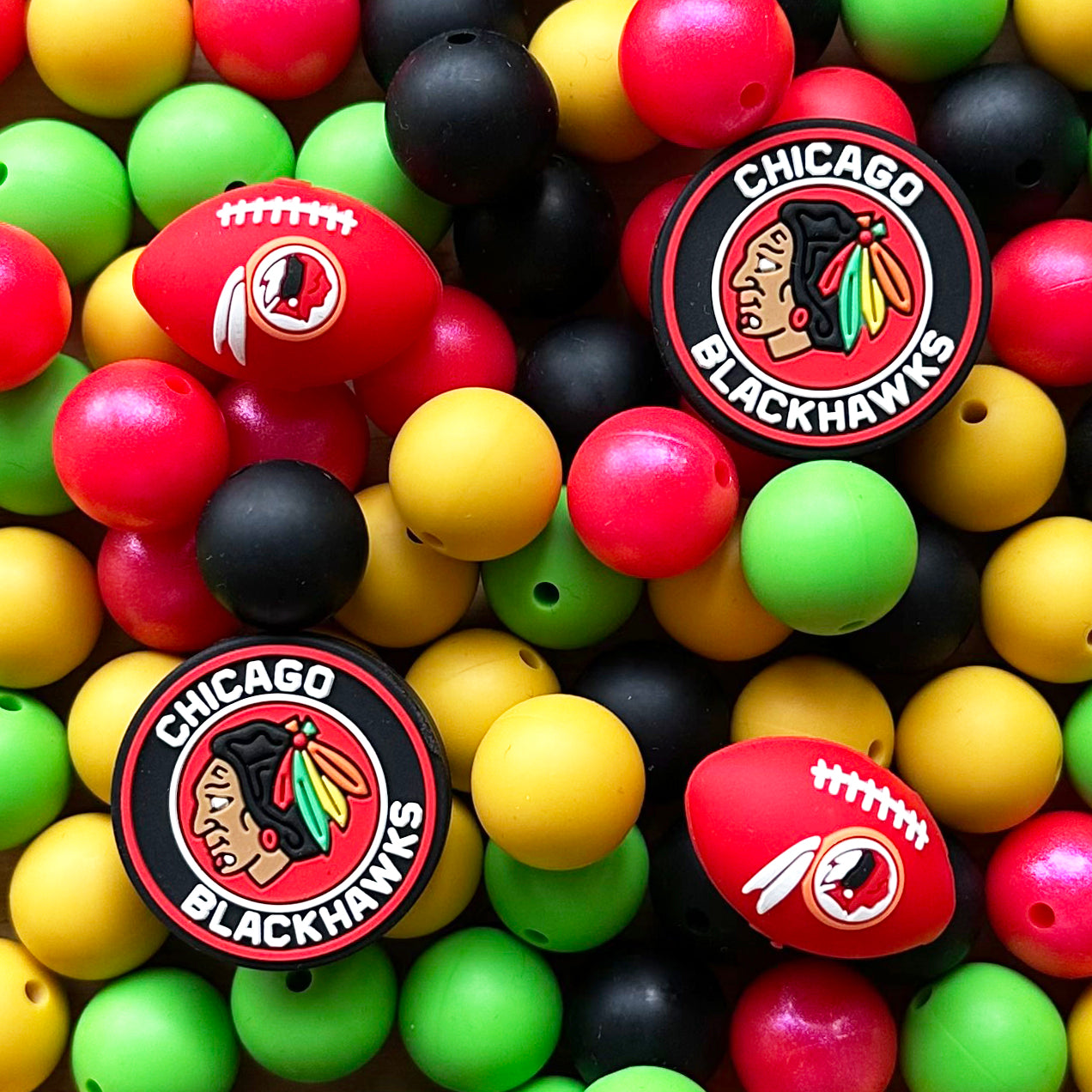 48Pcs Assorted Football Team Beads,Mixed Loose Beads