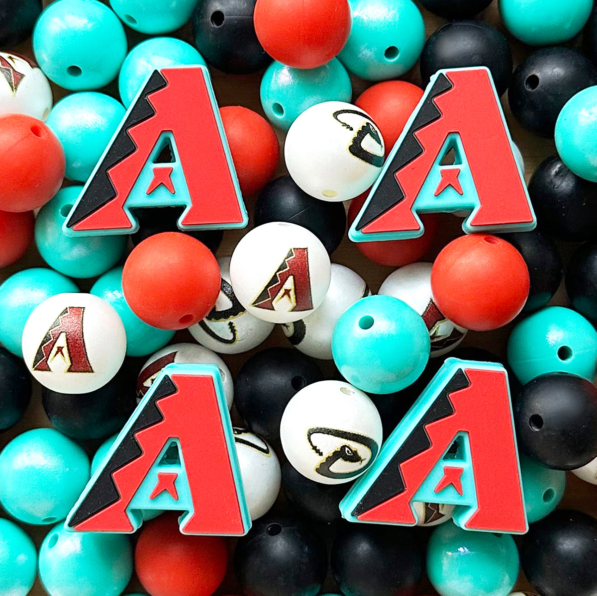 48Pcs Assorted Baseball Team Beads,Mixed Loose Beads