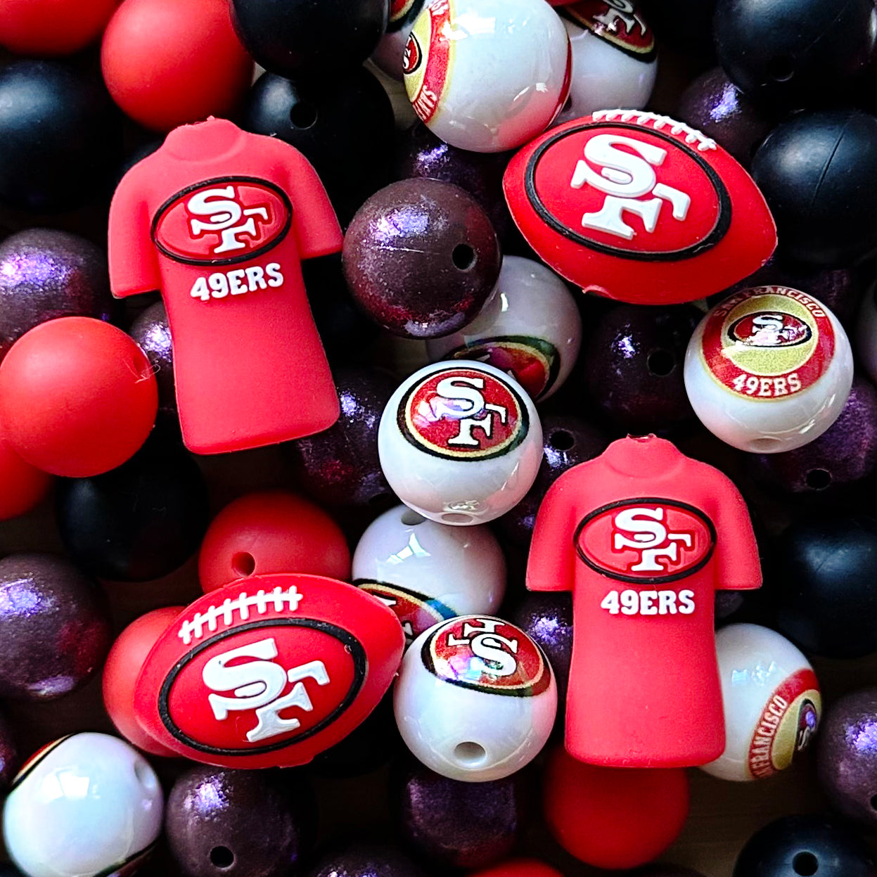 48Pcs Assorted Football Team Beads,Mixed Loose Beads