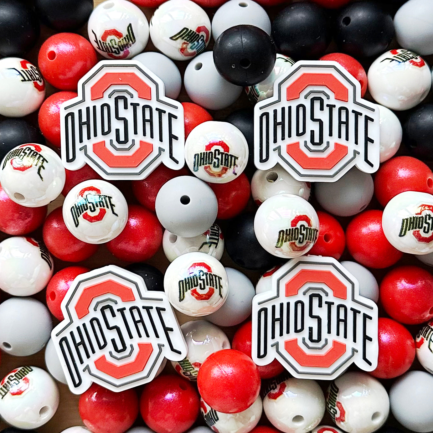 48Pcs Assorted Football Team Beads,Mixed Loose Beads