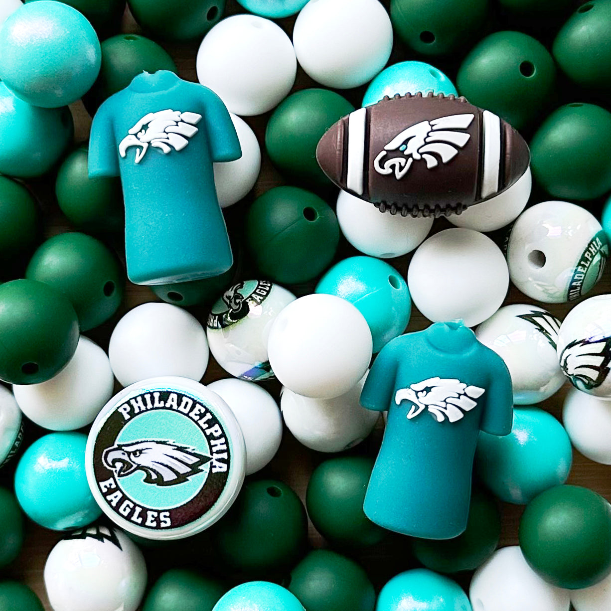 48Pcs Assorted Football Team Beads,Mixed Loose Beads