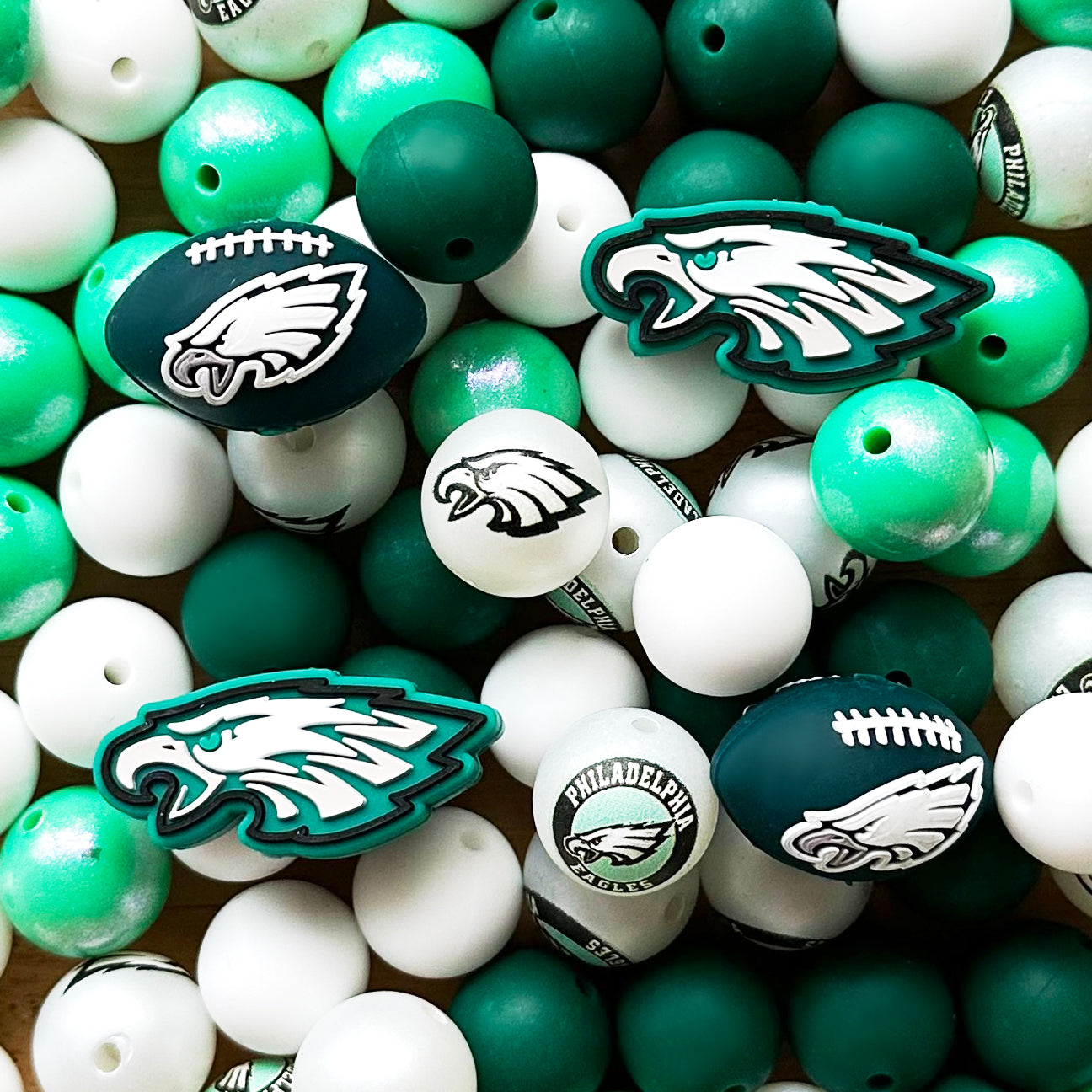 48Pcs Assorted Football Team Beads,Mixed Loose Beads