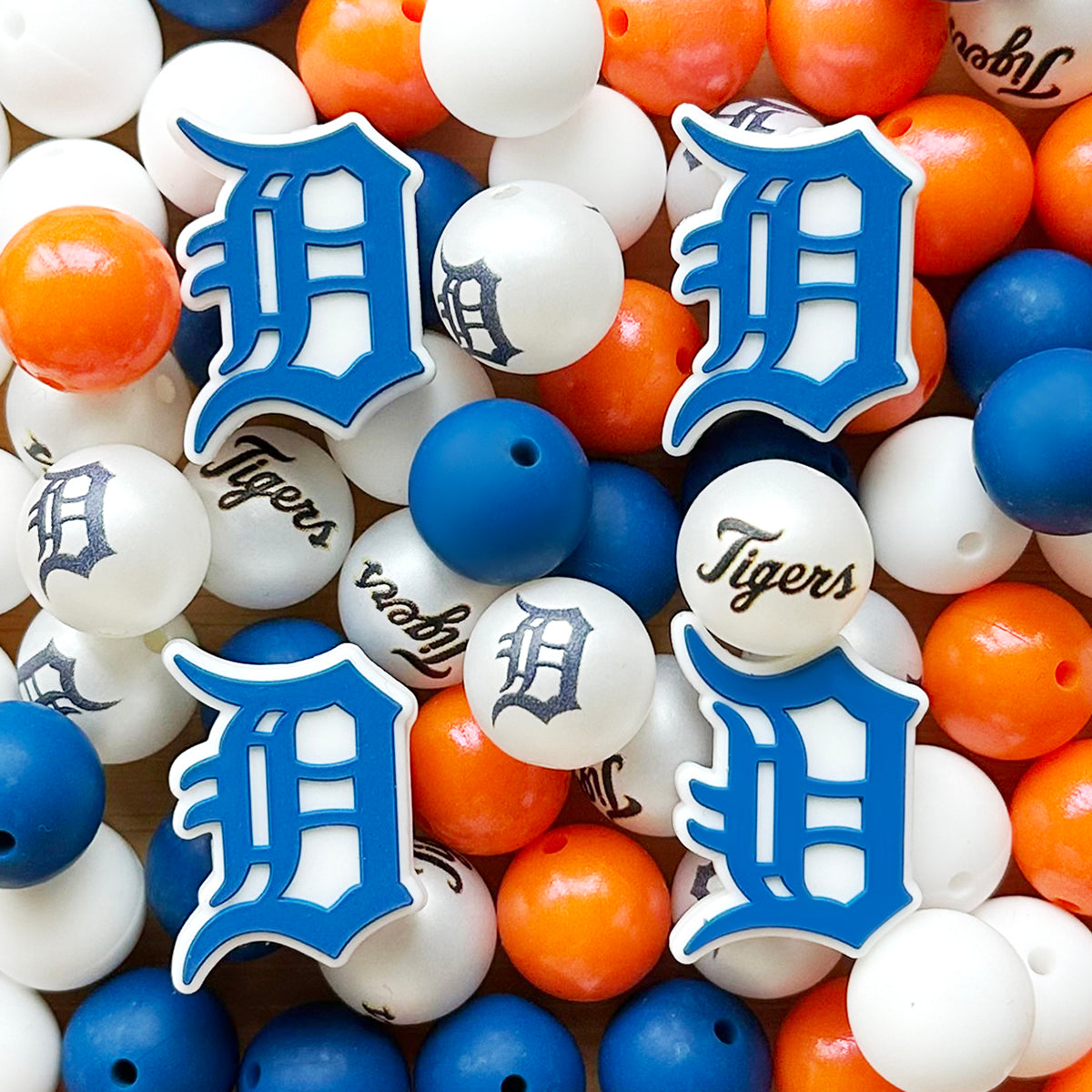 48Pcs Assorted Baseball Team Beads,Mixed Loose Beads