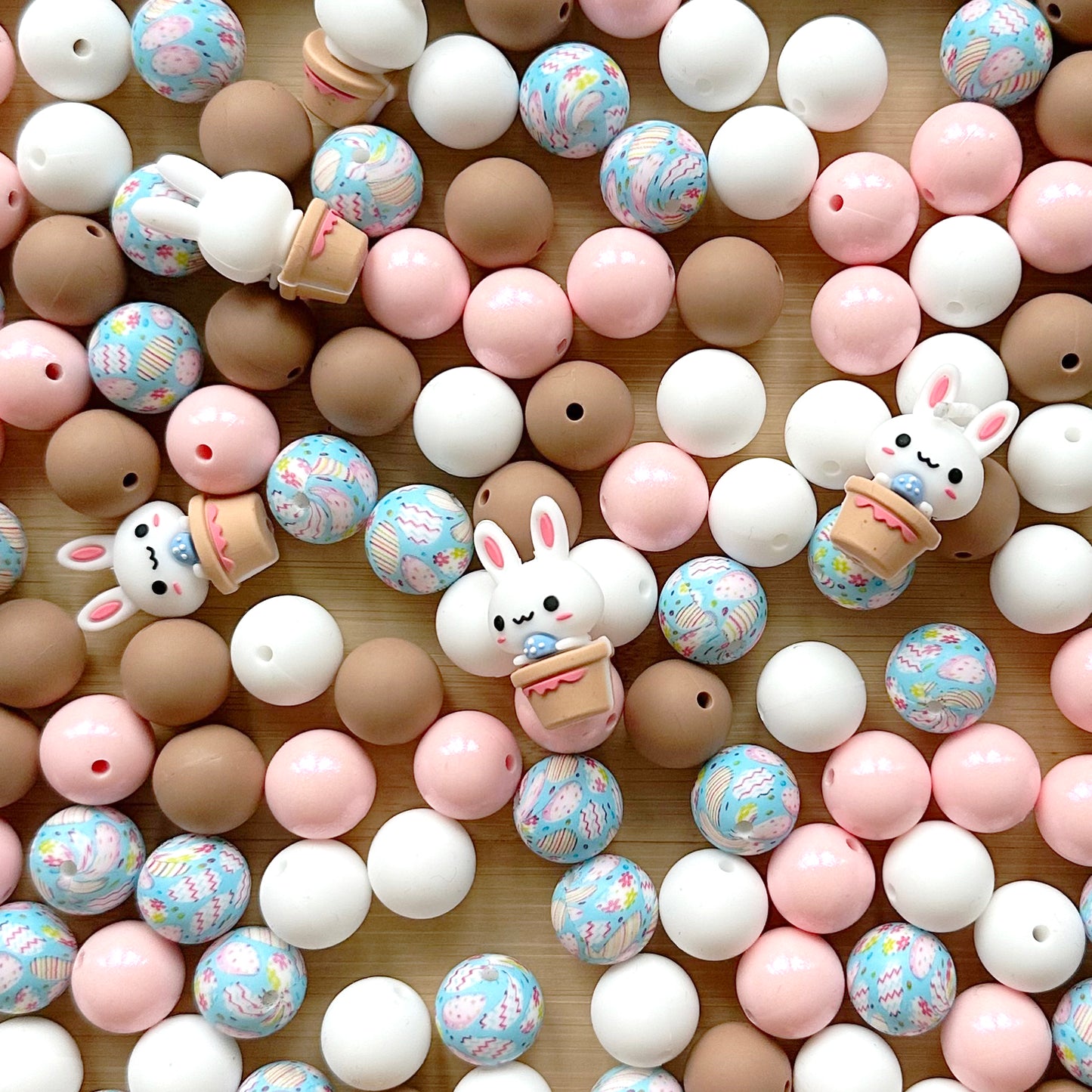 Assorted Rabbit Silicone Beads,Easter Beads