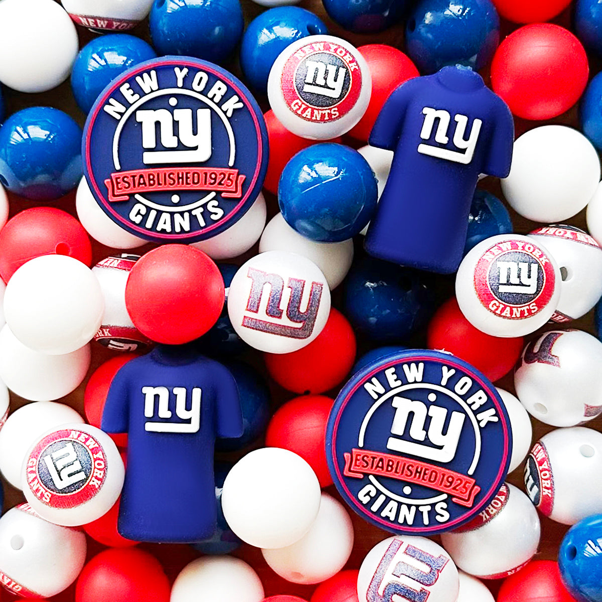 48Pcs Assorted Football Team Beads,Mixed Loose Beads