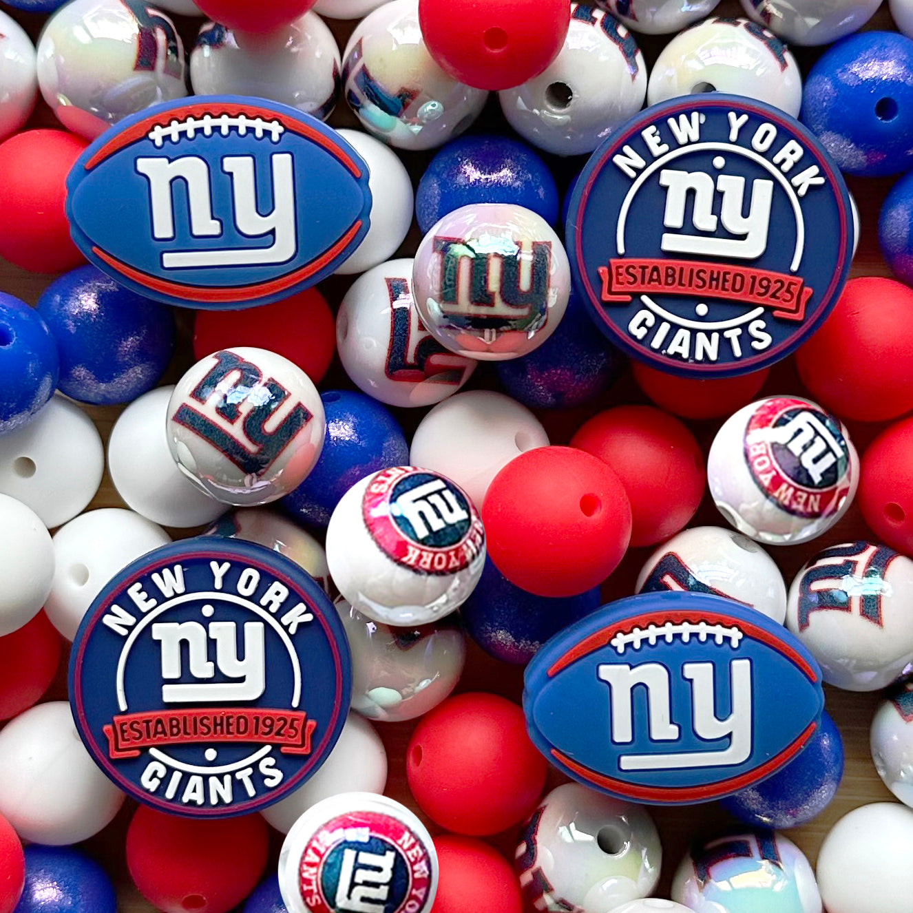 48Pcs Football Team Assorted Silicone Acrylic Beads