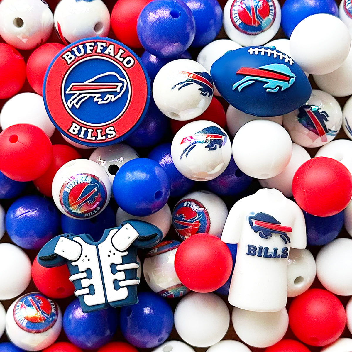 48Pcs Assorted Football Team Beads,Mixed Loose Beads