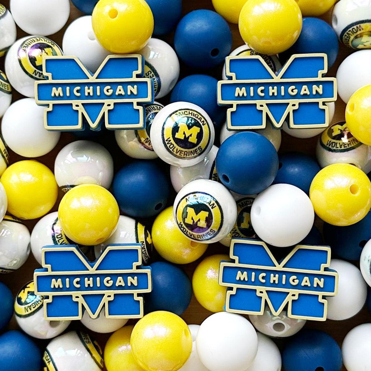 48Pcs Assorted Football Team Beads,Mixed Loose Beads