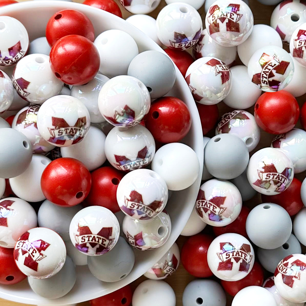 40Pcs College Football Team Assorted Bead,Loose Beads DIY Jewelry