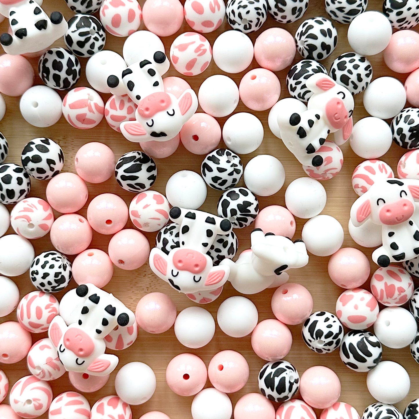 Assorted Cow Beads,Silicone Bead for Keychain,Bead Mixed