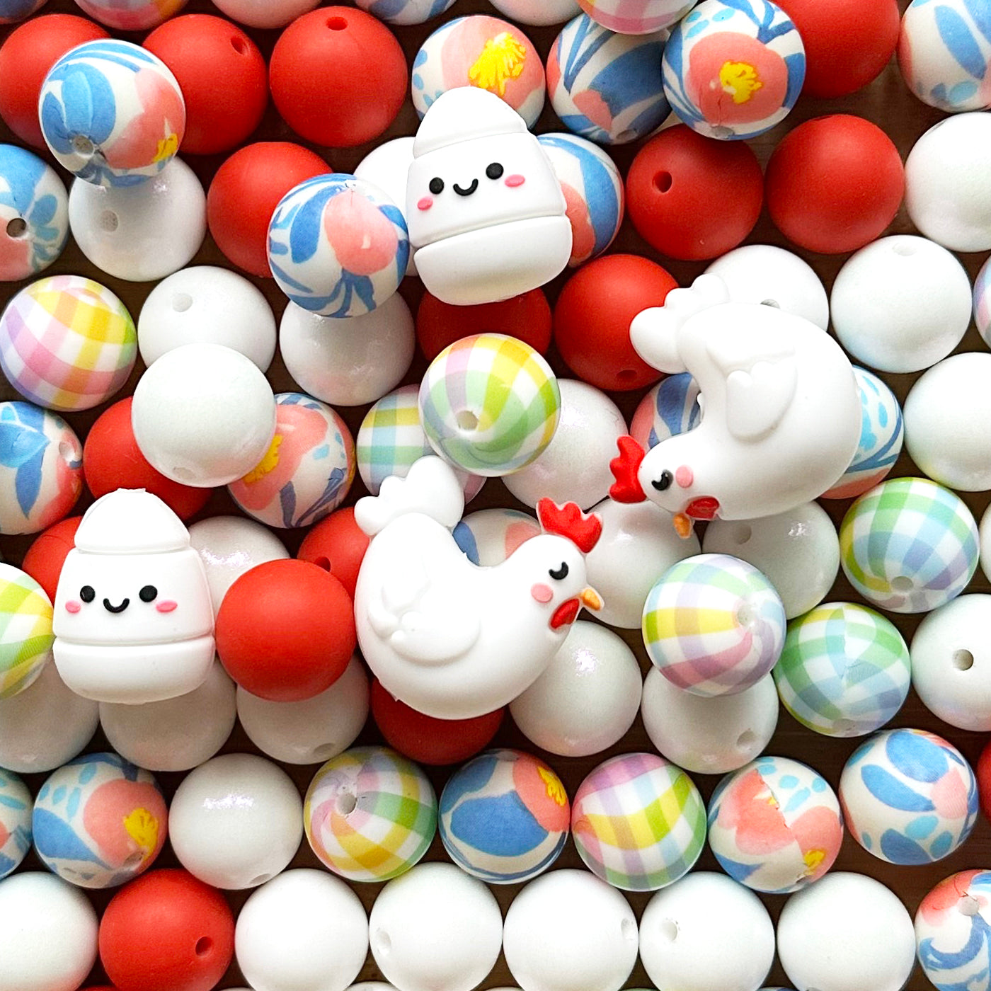 3D Chicken Egg Focal Beads,Assorted Beads