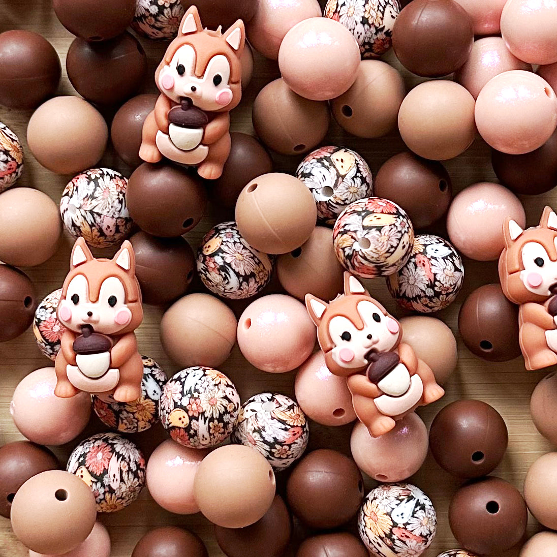 Mixed Squirrel Silicone Beads Loose Beads Pack