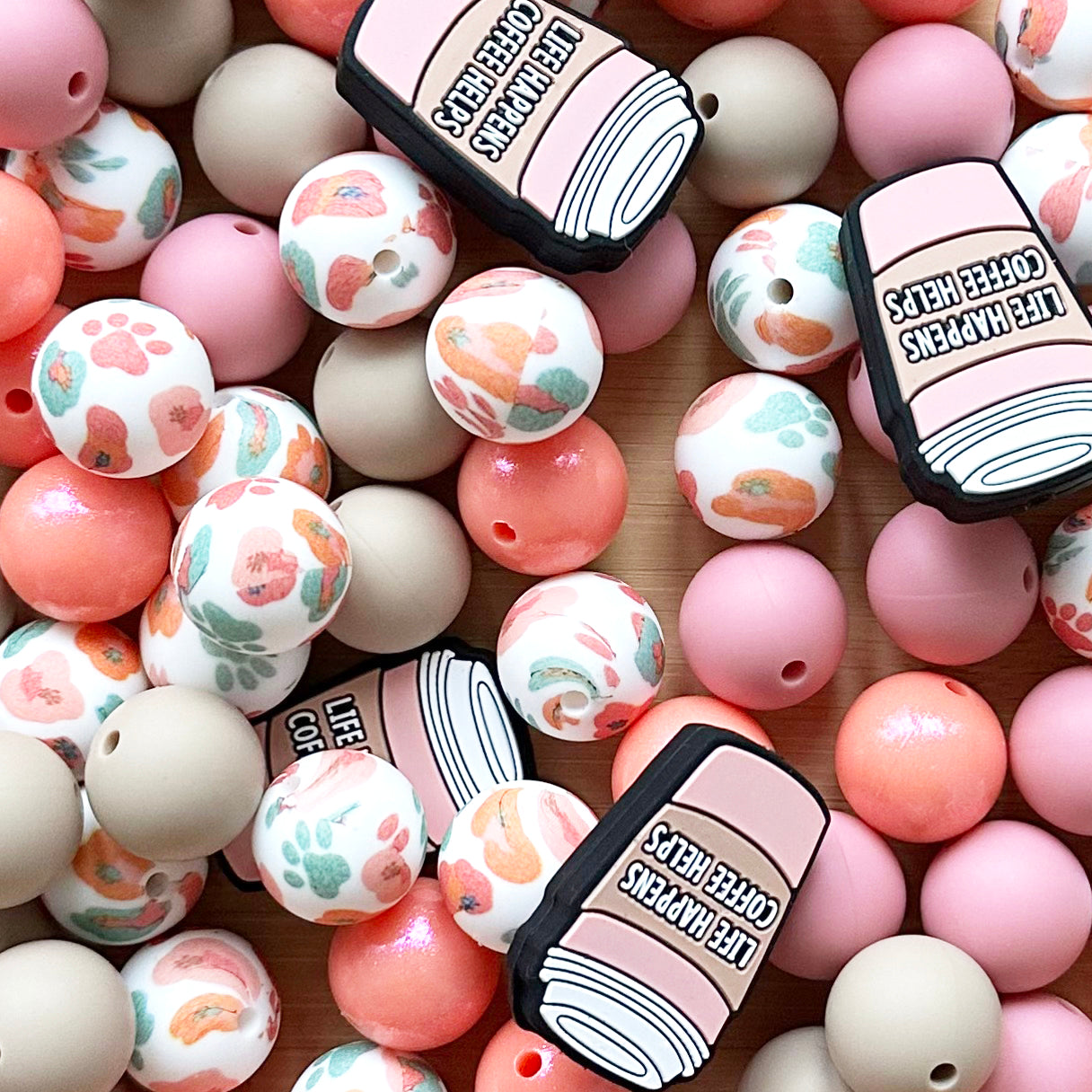 Mixed Lot Coffee Silicone Beads Pack