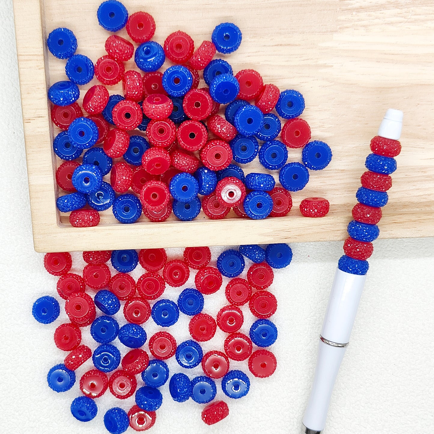 50Pcs/Lot 12mm Transparent Rhinestone Effect Spacer Patriotic Beads for Independence Day