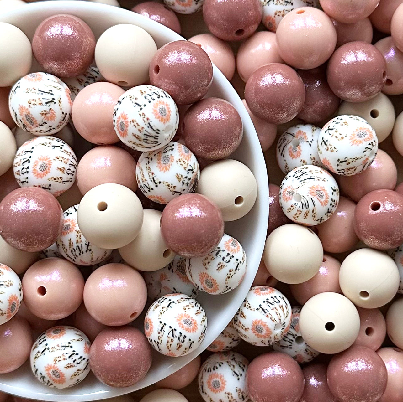 15mm Assorted Floral Silicone Bead