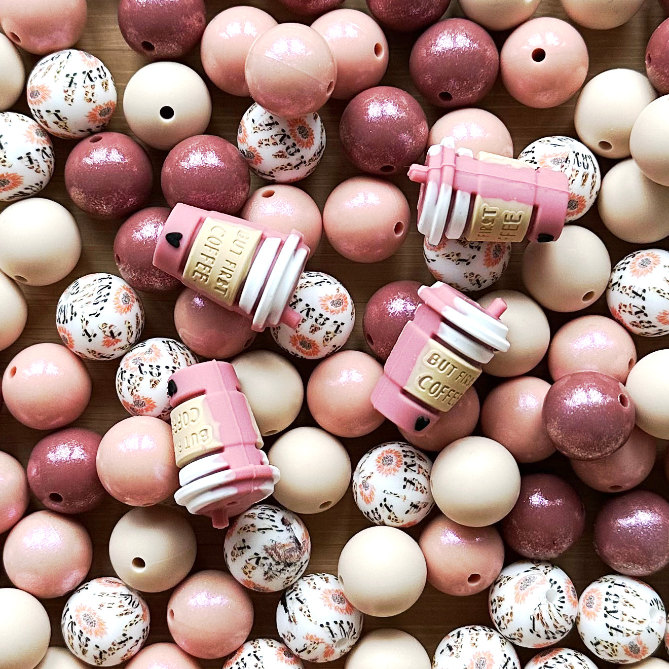 Assorted Loose Silicone Beads Coffee Focal Beads Mied Pack